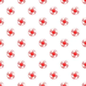 Peppermint candy swirls repeating across a white background Stock Illustration