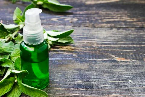 Peppermint essential oil Stock Photos