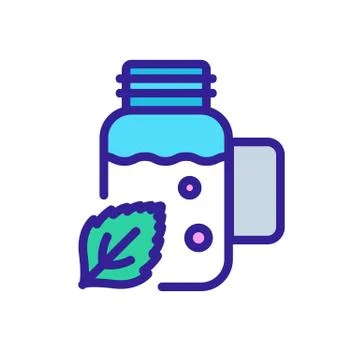 Peppermint extract in bottle icon vector outline illustration Stock Illustration