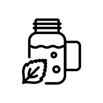 Peppermint extract in bottle icon vector outline illustration Stock Illustration