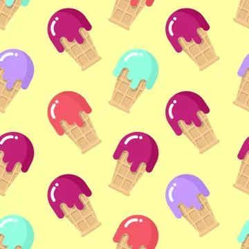 Peppermint ice cream seamless pattern. Strawberry cold dessert. Cherry flavor Stock Illustration