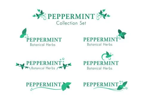 Peppermint logotype collection set with bubble splash vector Stock Illustration