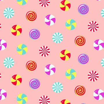 Peppermint swirl candies seamless pattern. Stock Illustration