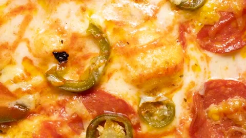 Pepperoni and Jalapeno Pizza texture Stock Footage 333205232