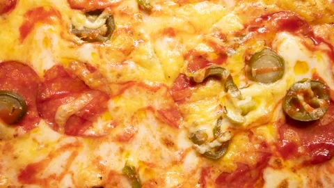 Pepperoni and Jalapeno Pizza texture Stock Footage 333205233