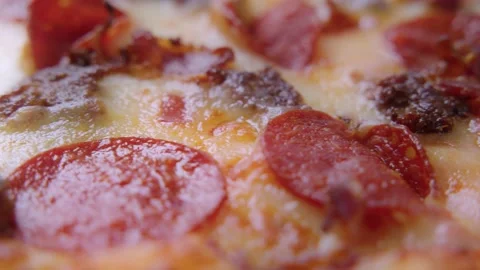Pepperoni &amp; Beef Pizza Stock Footage 234647808
