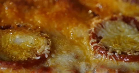 Pepperoni on cheese pizza slow pan bubbling melted che Stock Footage 150718880