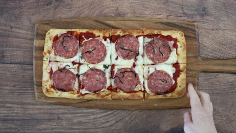Pepperoni Flatbread Pizza Stock Footage 162736500