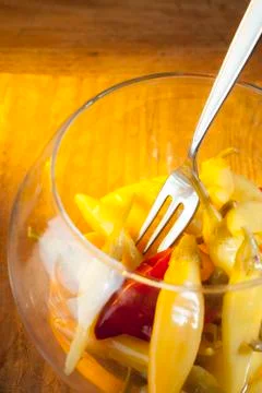 Pepperoni with glittering fork Stock Photos