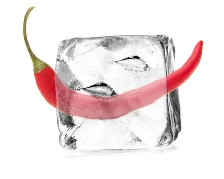 Pepperoni in ice cube Stock Photos