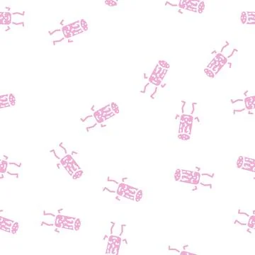 Pepperoni meat character glyph vector seamless pattern Stock Illustration