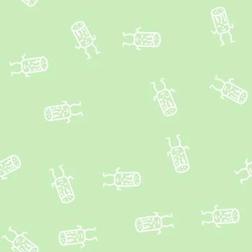 Pepperoni meat character line vector seamless pattern Stock Illustration