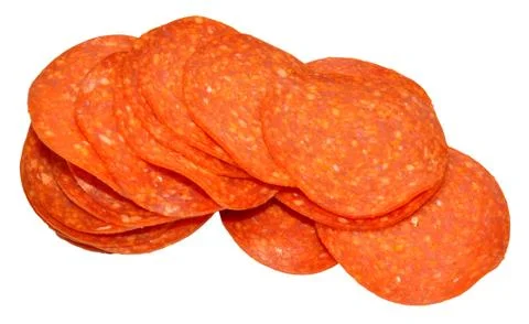 Pepperoni Meat Slices Stock Photos
