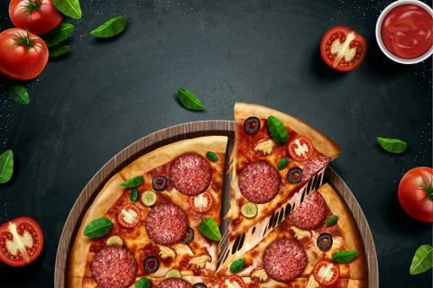 Pepperoni pizza ads 스톡 일러스트