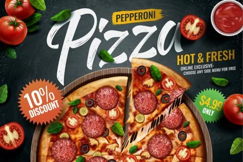 Pepperoni pizza ads Stock-Illustration