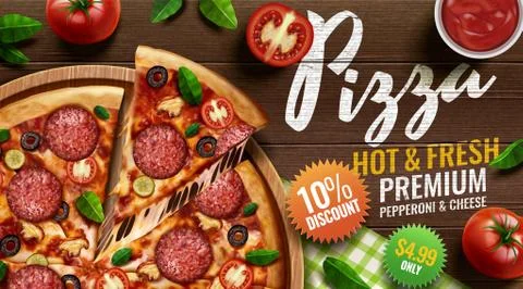 Pepperoni pizza ads Stock-Illustration