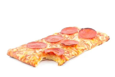 Pepperoni pizza bite Stock Photos