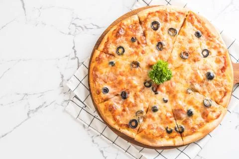 Pepperoni pizza with olive Stock Photos