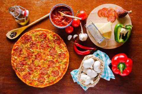 Pepperoni pizza Foto stock