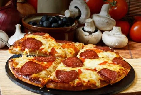 Pepperoni pizza Stock Photos