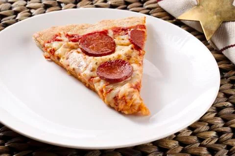 Pepperoni pizza on a plate Foto stock