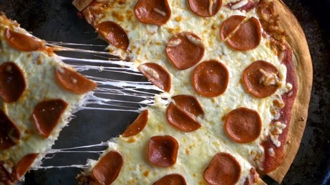 Pepperoni Pizza Pull Stock Footage 115955701