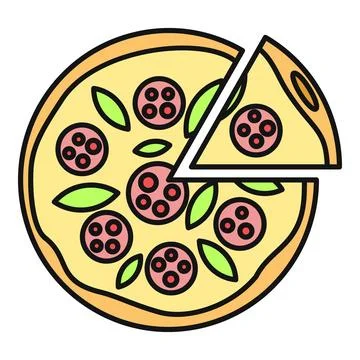 Pepperoni pizza with a removed slice icon Ilustração Stock