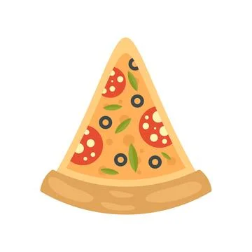 Pepperoni pizza slice icon flat isolated イラスト素材