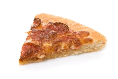 Pepperoni pizza slice isolated on white background Stock Photos
