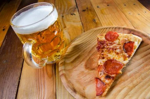 Pepperoni pizza slice Stock Photos