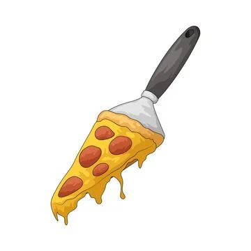 Pepperoni pizza slice on server illustration Stock Illustration