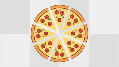 Pepperoni Pizza Slices Separating and Rejoining in a Loop Stock Footage 346711991