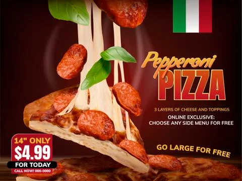 Pepperoni pizza with stringy cheese 스톡 일러스트