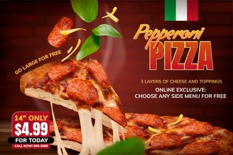 Pepperoni pizza with stringy cheese イラスト素材
