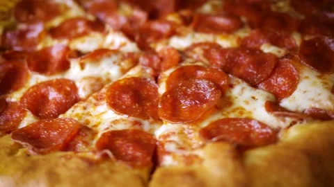 Pepperoni Pizza with Stuffed Crust Stock Footage 321208855