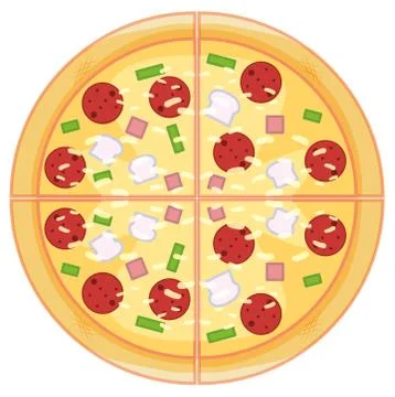 Pepperoni pizza on white background Stock Illustration