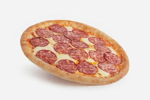 Pepperoni pizza  on white background Stock Photos