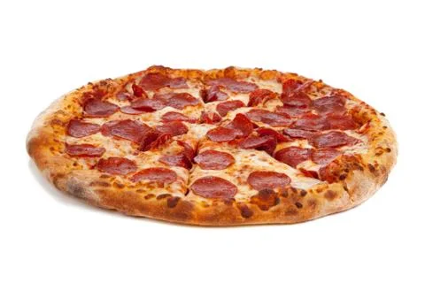 Pepperoni pizza on white Stock Photos