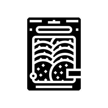 Pepperoni slices glyph icon vector illustration Illustrazione stock