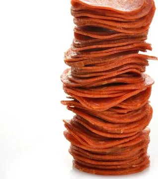 Pepperoni slices Stock Photos