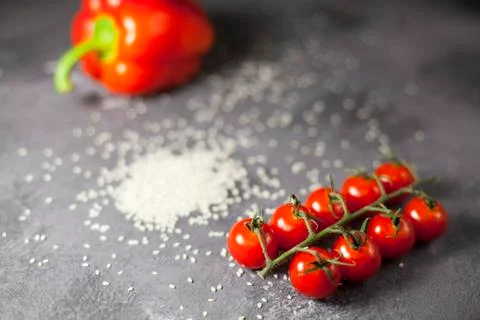 Peppers and cherry tomatoes Stock Photos