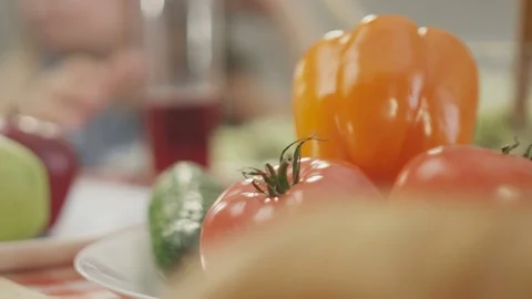 Peppers and tomatoes on the plate Stock Footage 71020153