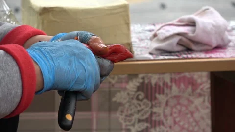 Peppers being peeled Stock Footage 141054498