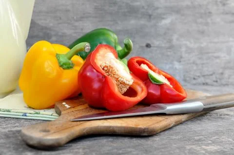 Peppers cut up Foto stock