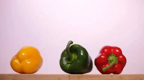 Peppers on a Cutting Board Stock Footage 10755768