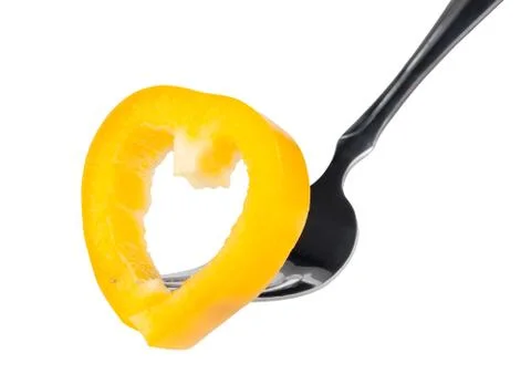 Peppers on fork Stock Photos