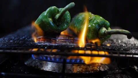 Peppers on grill Slow Motion 4 Stock Footage 126308380