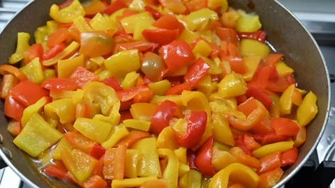 Peppers in a pan (3) Stock Footage 292279098