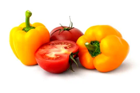 Peppers with tomatoes Stock Photos