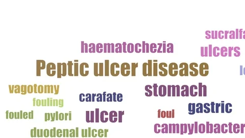 Peptic Ulcer Disease Tag Cloud Animated Isolated On White Stock Footage 103096660